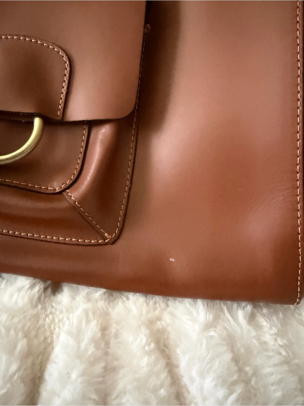 A. Belluci Italian smooth calf Leather Tote with Front Pocket and Ring Accent - Picture 15 of 15